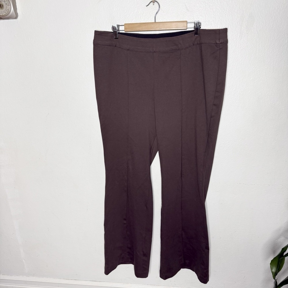 New Lane Bryant High Rise Ponte Brown Flare Pants Pull On Stretch Women's 18
